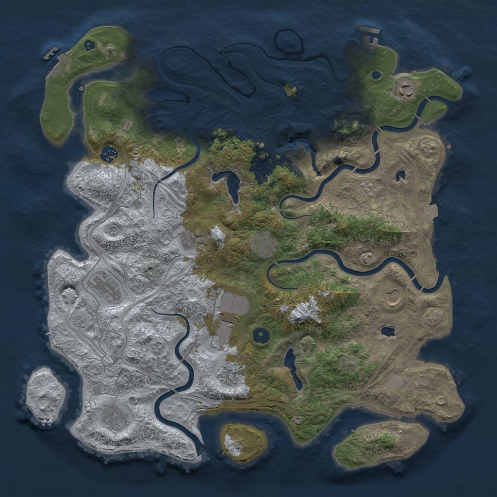 Rust Map: Procedural Map, Size: 4500, Seed: 436605445, 16 Monuments