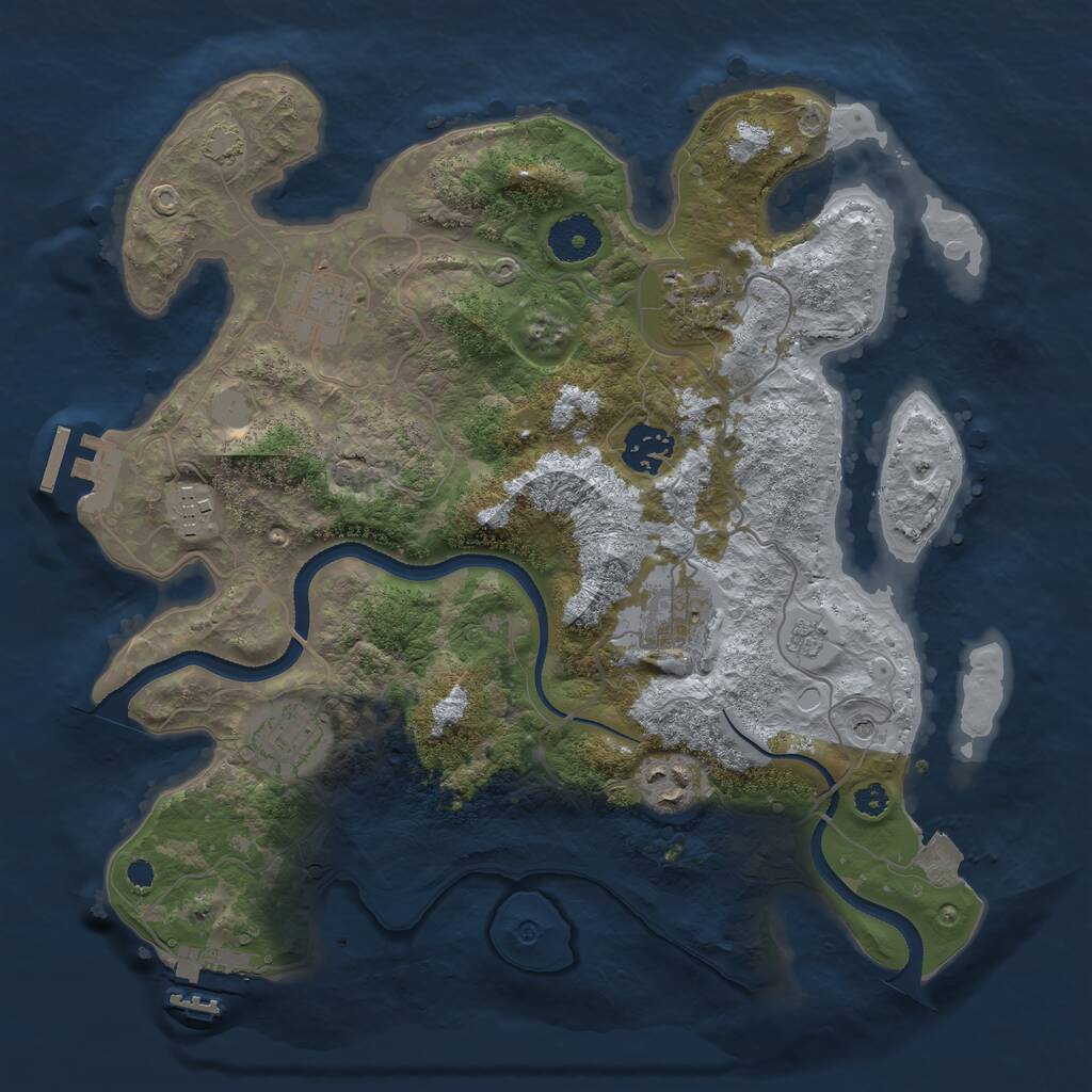 Rust Map: Procedural Map, Size: 3300, Seed: 1250685057, 13 Monuments