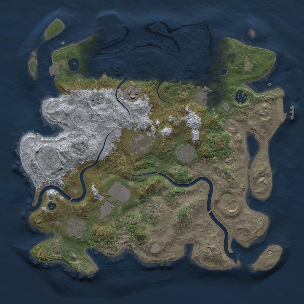 Rust Map: Procedural Map, Size: 3700, Seed: 1755310469, 17 Monuments