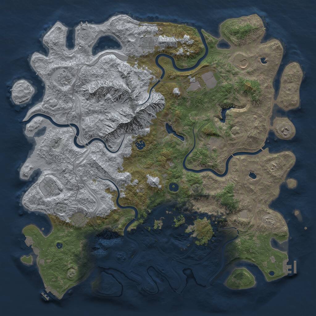Rust Map: Procedural Map, Size: 5000, Seed: 72827, 17 Monuments