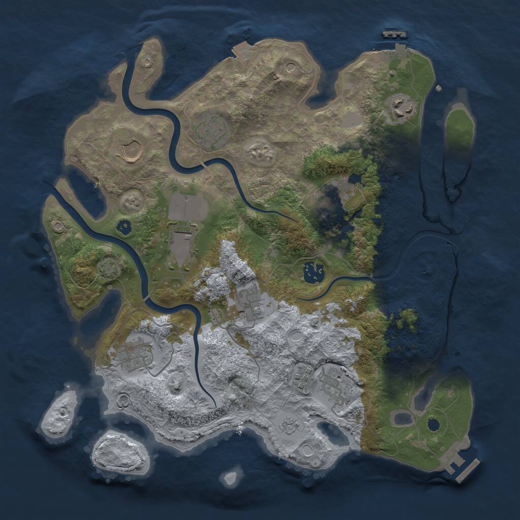 Rust Map: Procedural Map, Size: 3500, Seed: 735623958, 16 Monuments