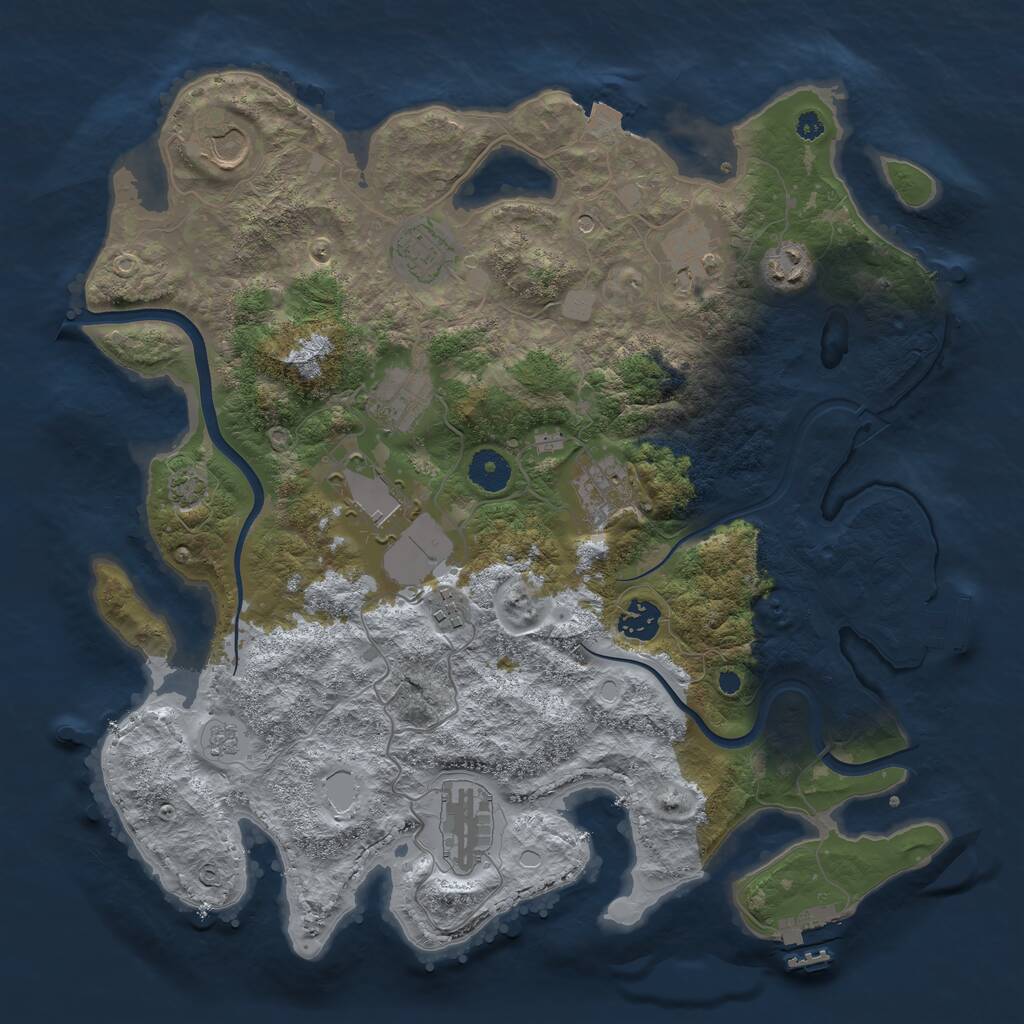 Rust Map: Procedural Map, Size: 3750, Seed: 2012194171, 16 Monuments