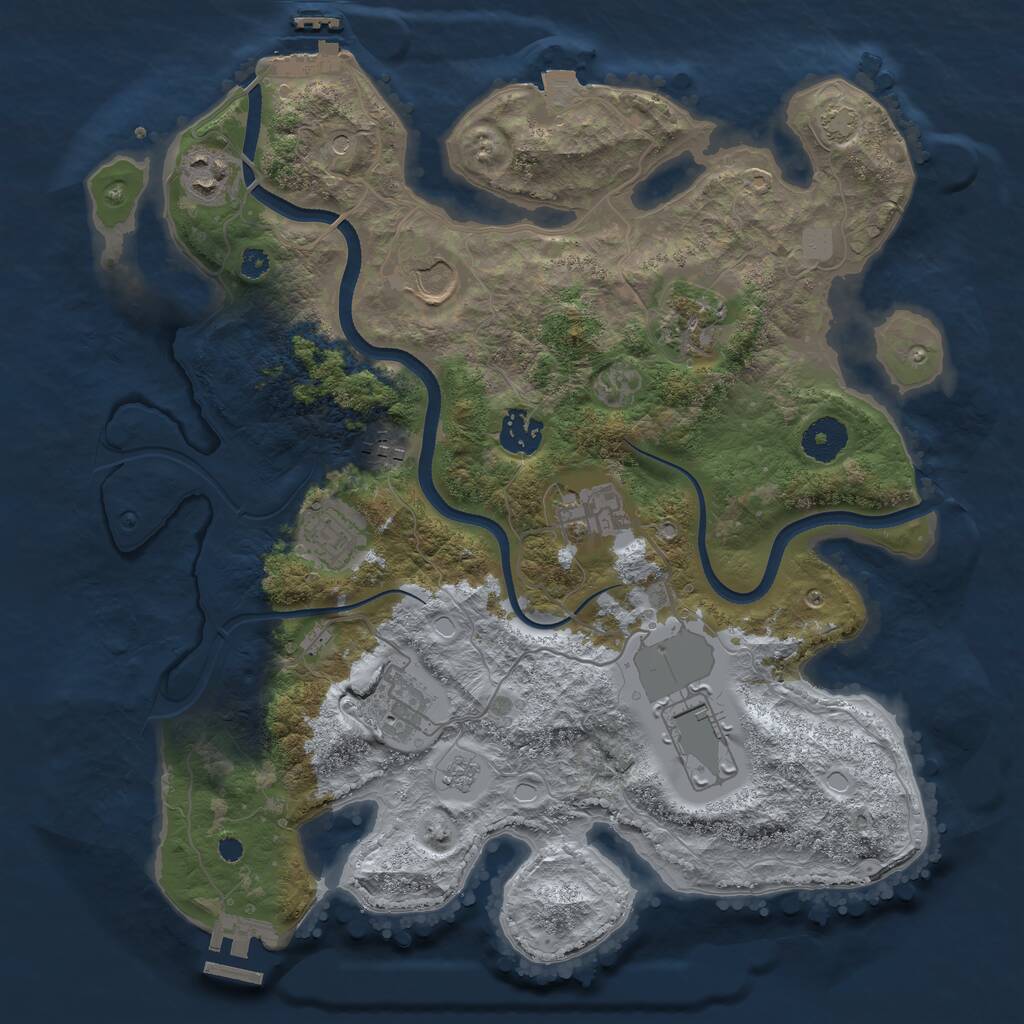 Rust Map: Procedural Map, Size: 3500, Seed: 1390096153, 15 Monuments
