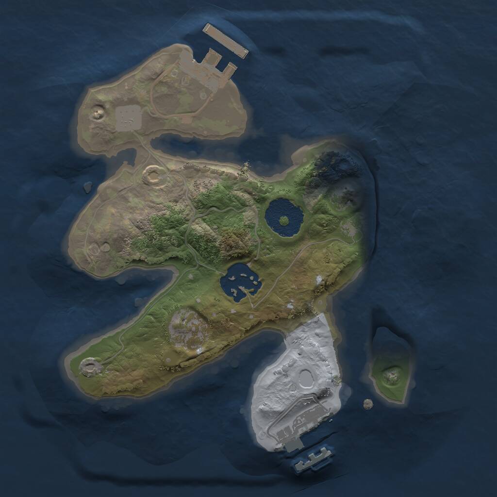 Rust Map: Procedural Map, Size: 2000, Seed: 1057313131, 4 Monuments