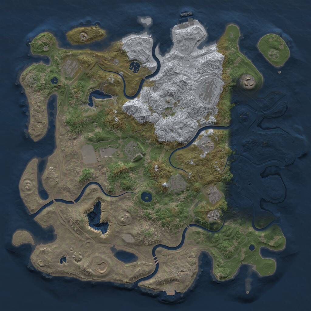 Rust Map: Procedural Map, Size: 4300, Seed: 630300464, 16 Monuments