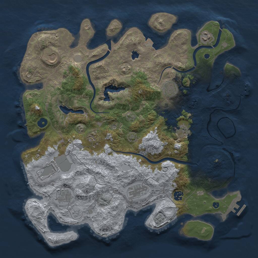 Rust Map: Procedural Map, Size: 4000, Seed: 1256486541, 16 Monuments
