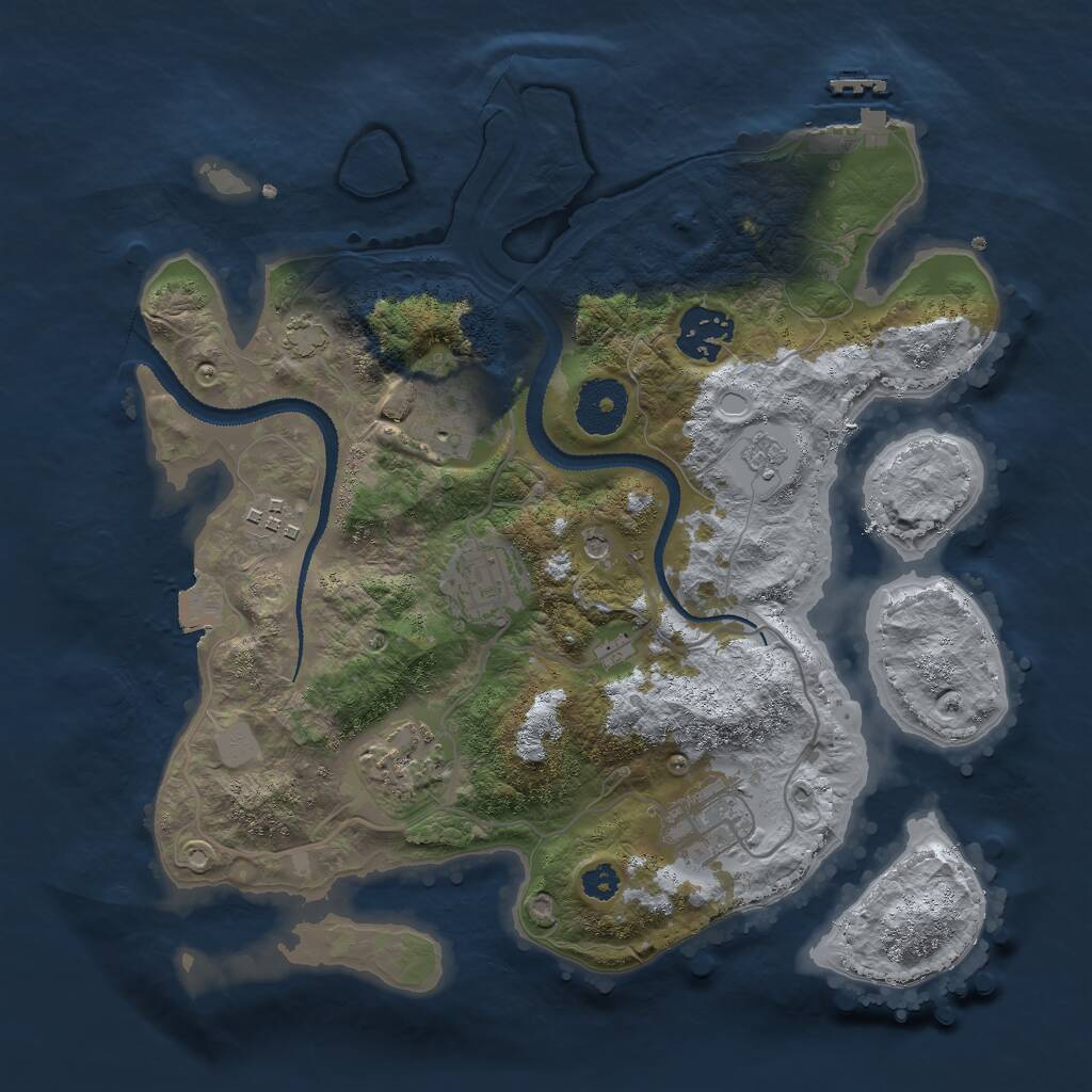 Rust Map: Procedural Map, Size: 3000, Seed: 34464, 11 Monuments
