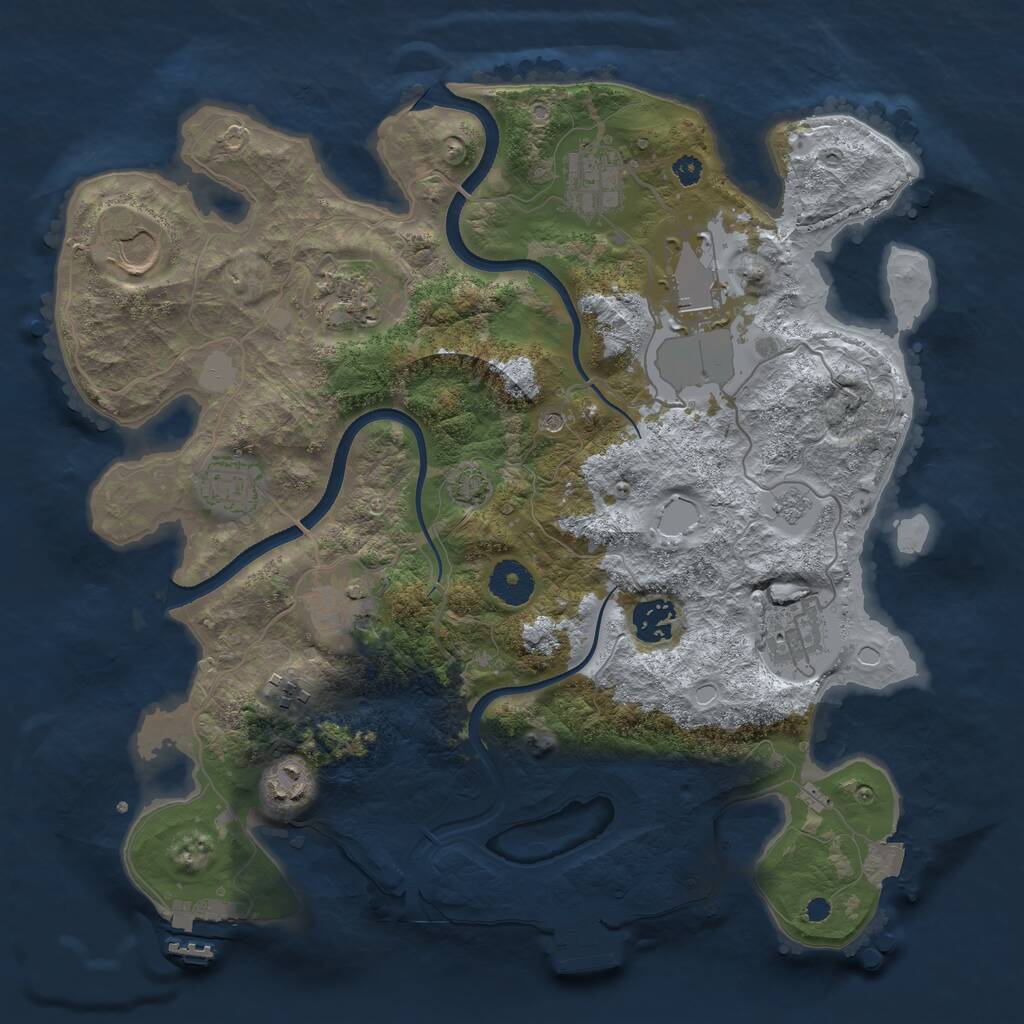 Rust Map: Procedural Map, Size: 3500, Seed: 2093591052, 16 Monuments