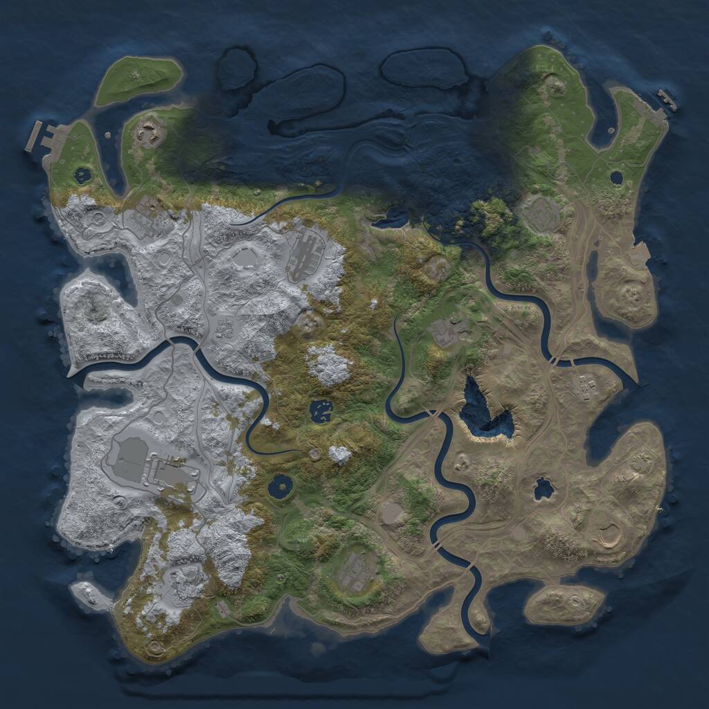 Rust Map: Procedural Map, Size: 4400, Seed: 352165132, 17 Monuments