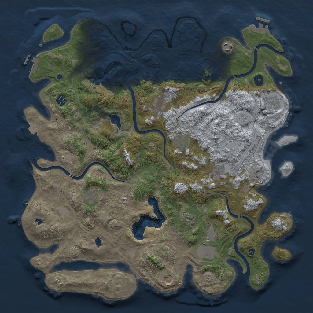 Rust Map: Procedural Map, Size: 4500, Seed: 64205775, 17 Monuments