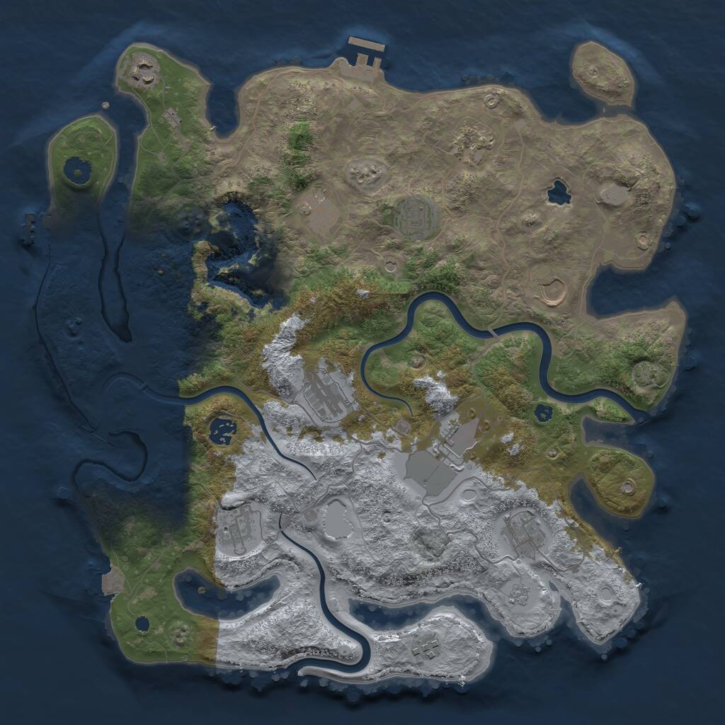 Rust Map: Procedural Map, Size: 4000, Seed: 43257566, 17 Monuments