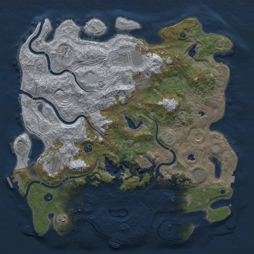 Rust Map: Procedural Map, Size: 4500, Seed: 3425623, 16 Monuments
