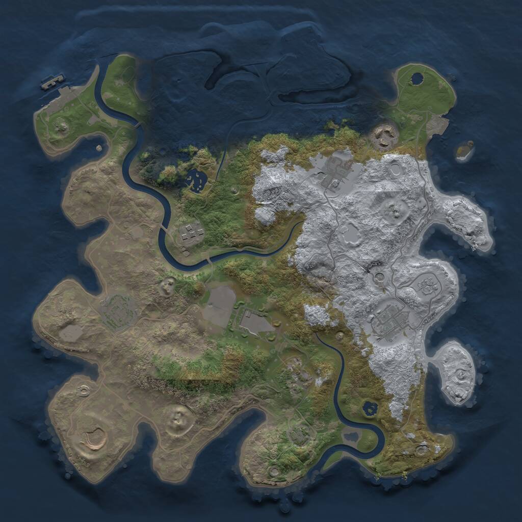 Rust Map: Procedural Map, Size: 3500, Seed: 1144997505, 15 Monuments