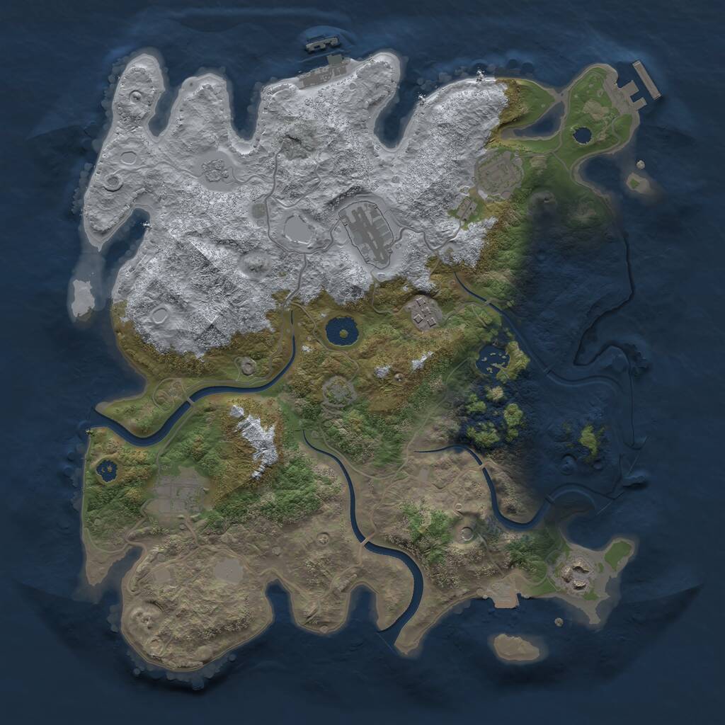 Rust Map: Procedural Map, Size: 3500, Seed: 1093375861, 12 Monuments