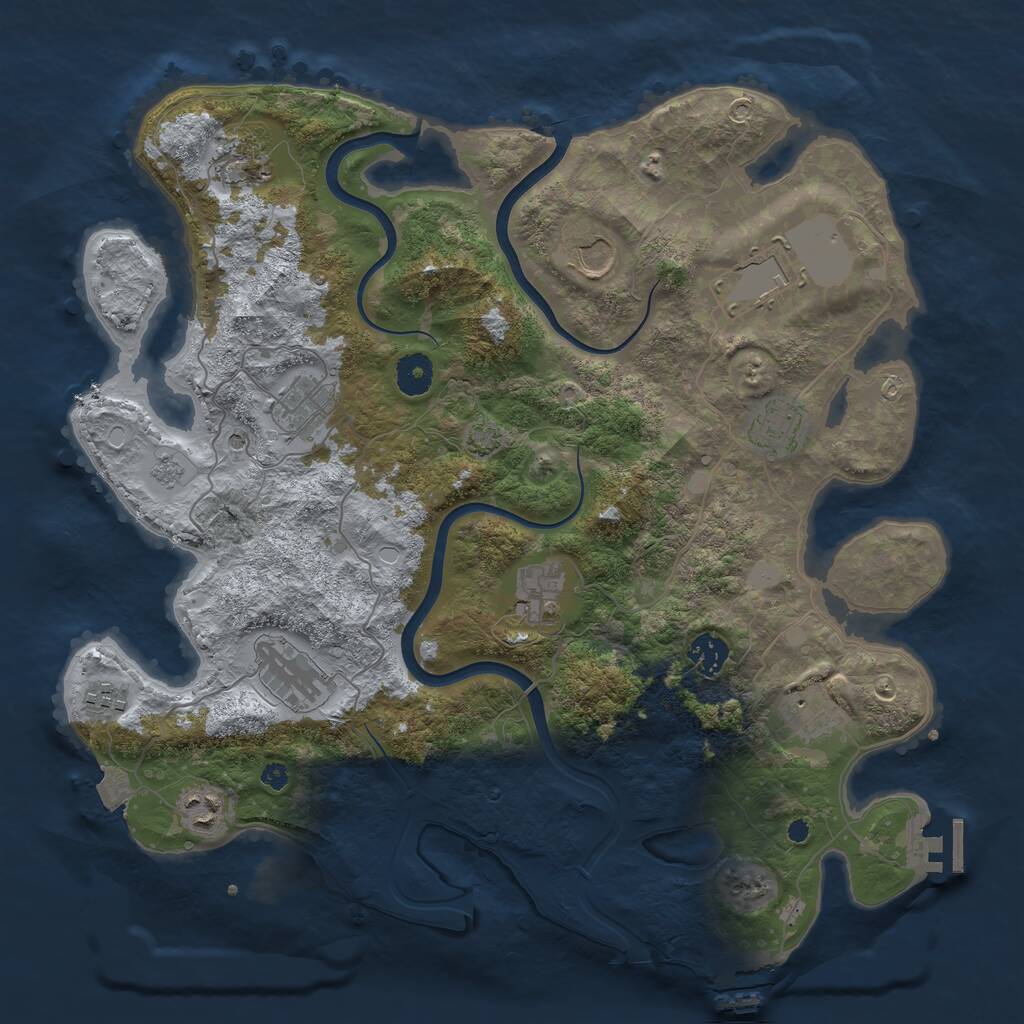 Rust Map: Procedural Map, Size: 3850, Seed: 876816796, 17 Monuments