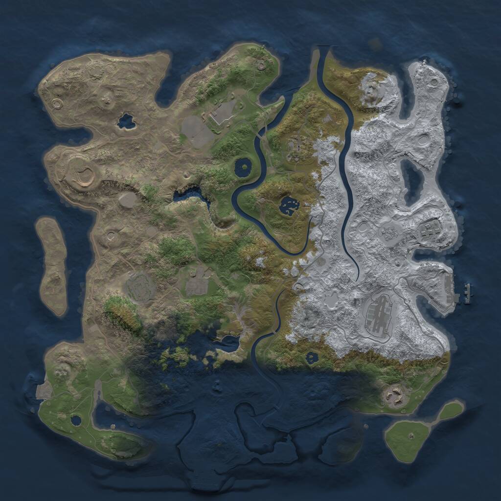Rust Map: Procedural Map, Size: 4000, Seed: 8383, 15 Monuments