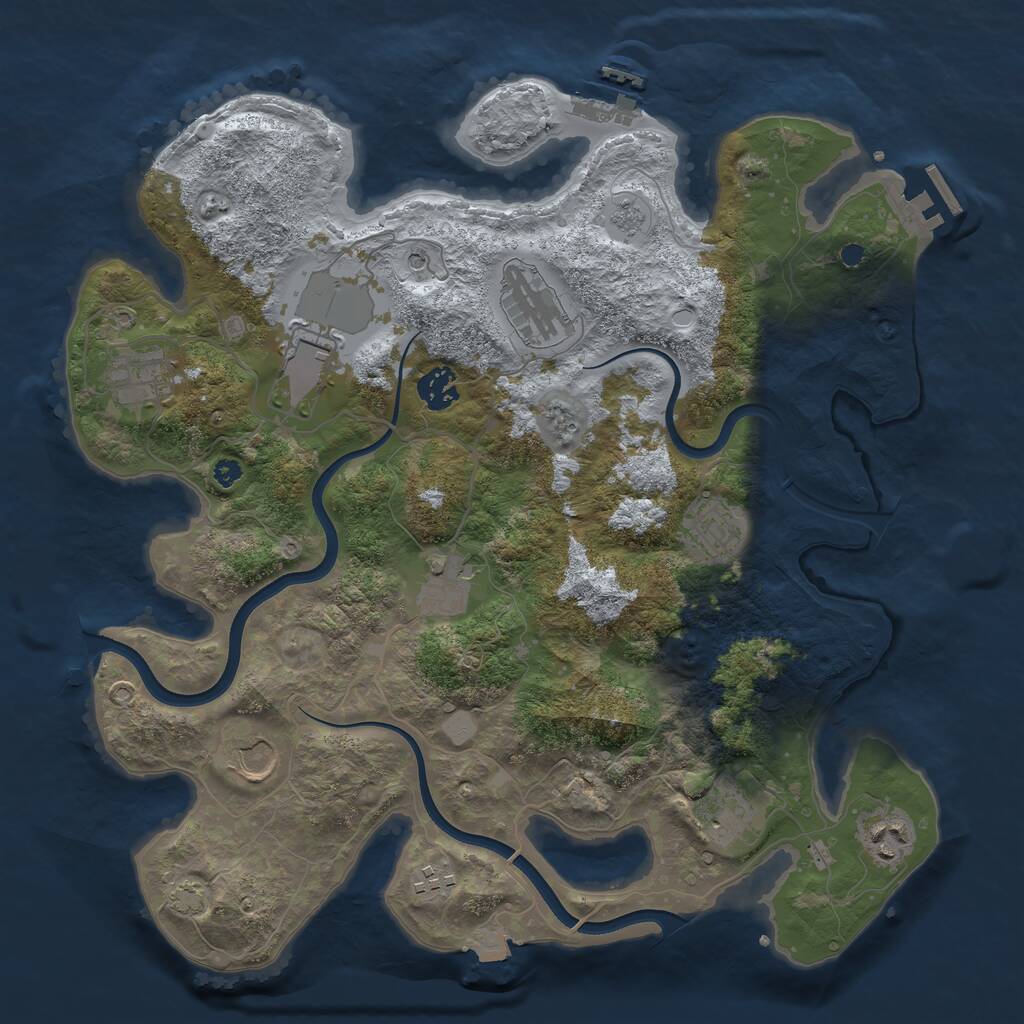 Rust Map: Procedural Map, Size: 3699, Seed: 1794092057, 16 Monuments