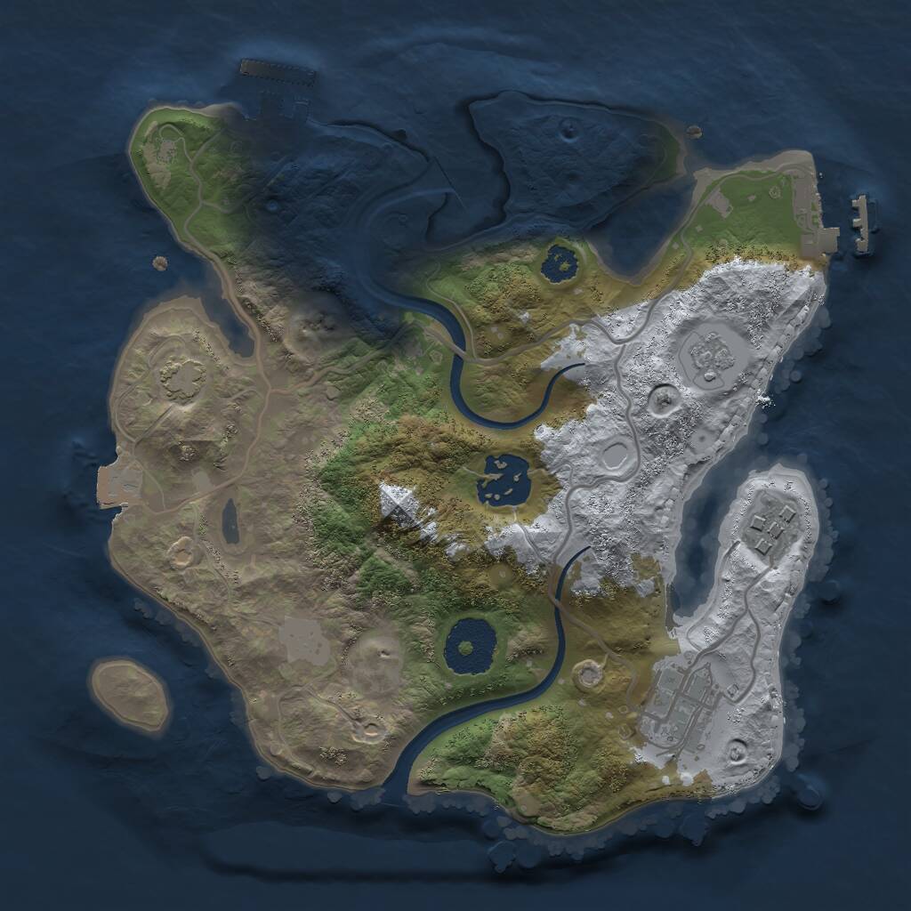 Rust Map: Procedural Map, Size: 2500, Seed: 1592097582, 8 Monuments