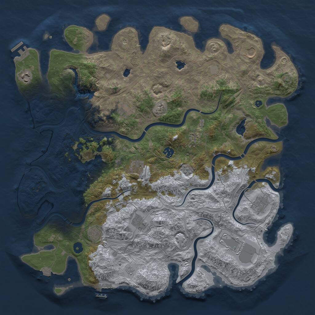 Rust Map: Procedural Map, Size: 4500, Seed: 1791012271, 17 Monuments