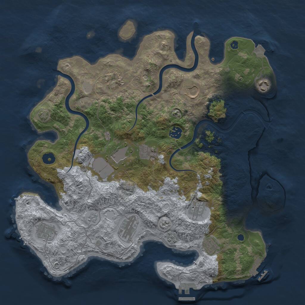 Rust Map: Procedural Map, Size: 3750, Seed: 958639191, 17 Monuments
