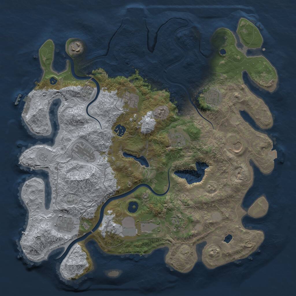 Rust Map: Procedural Map, Size: 4000, Seed: 732516174, 17 Monuments