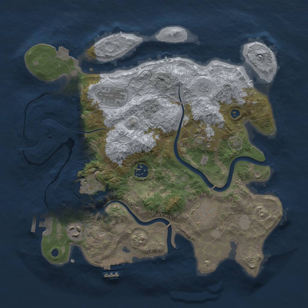 Rust Map: Procedural Map, Size: 3300, Seed: 701472505, 13 Monuments