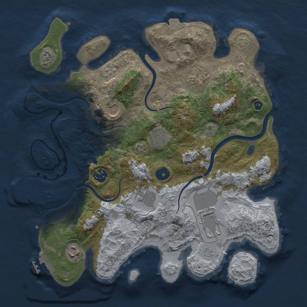Rust Map: Procedural Map, Size: 3500, Seed: 417477004, 14 Monuments