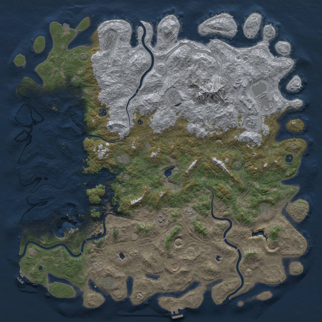 Rust Map: Procedural Map, Size: 6000, Seed: 483266, 17 Monuments