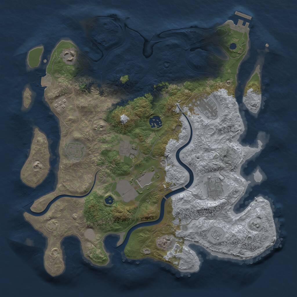 Rust Map: Procedural Map, Size: 3500, Seed: 28776, 13 Monuments