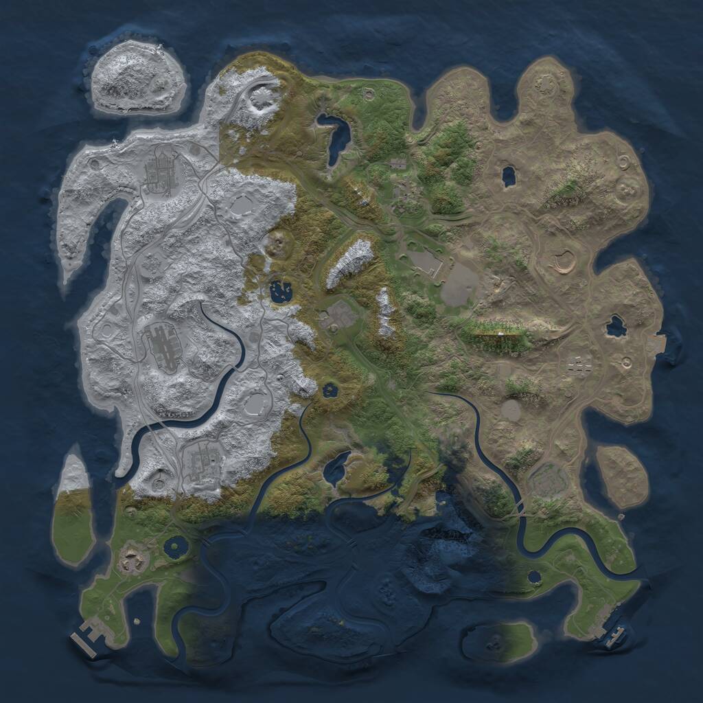 Rust Map: Procedural Map, Size: 4500, Seed: 734376010, 17 Monuments