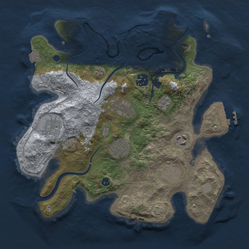 Rust Map: Procedural Map, Size: 3000, Seed: 3214231, 12 Monuments