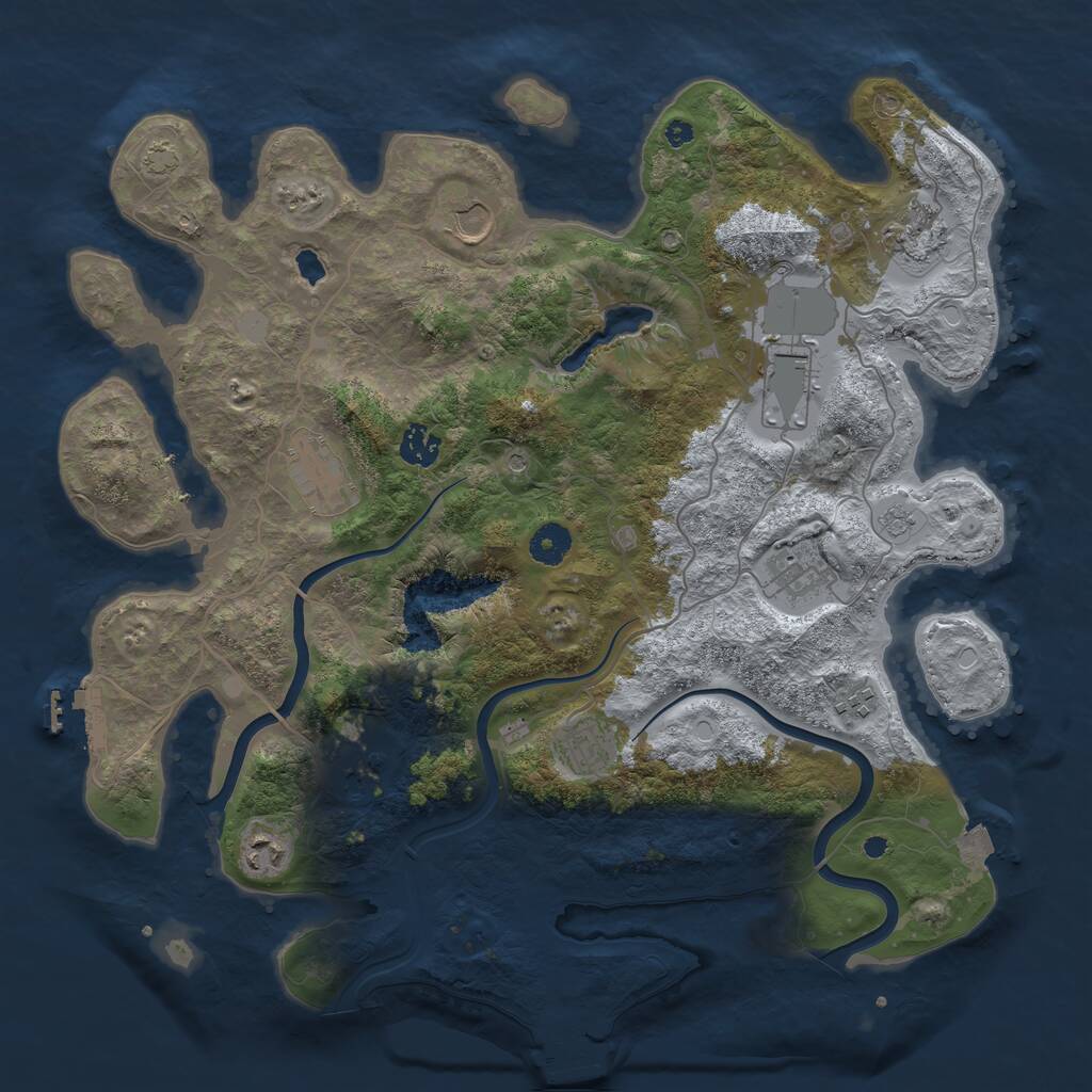 Rust Map: Procedural Map, Size: 4000, Seed: 543216789, 16 Monuments
