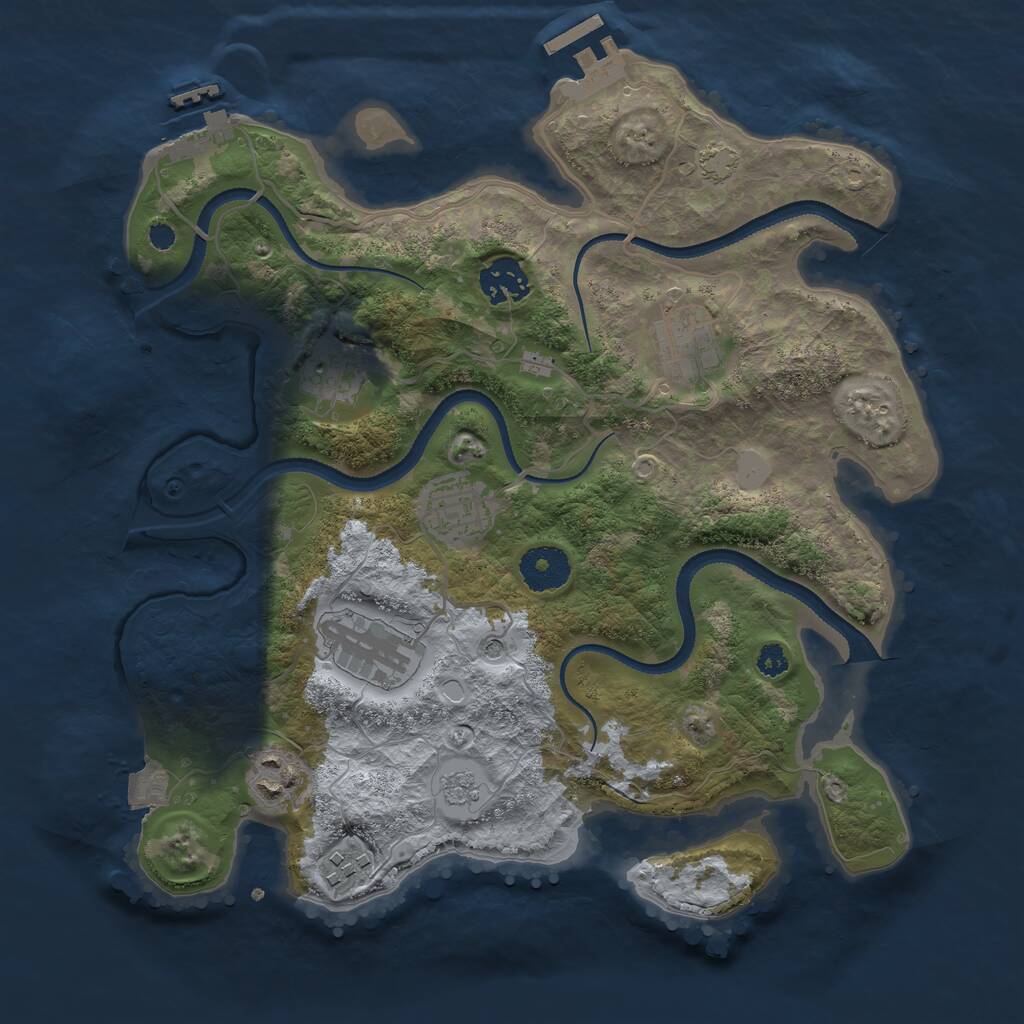 Rust Map: Procedural Map, Size: 3250, Seed: 1491590342, 13 Monuments