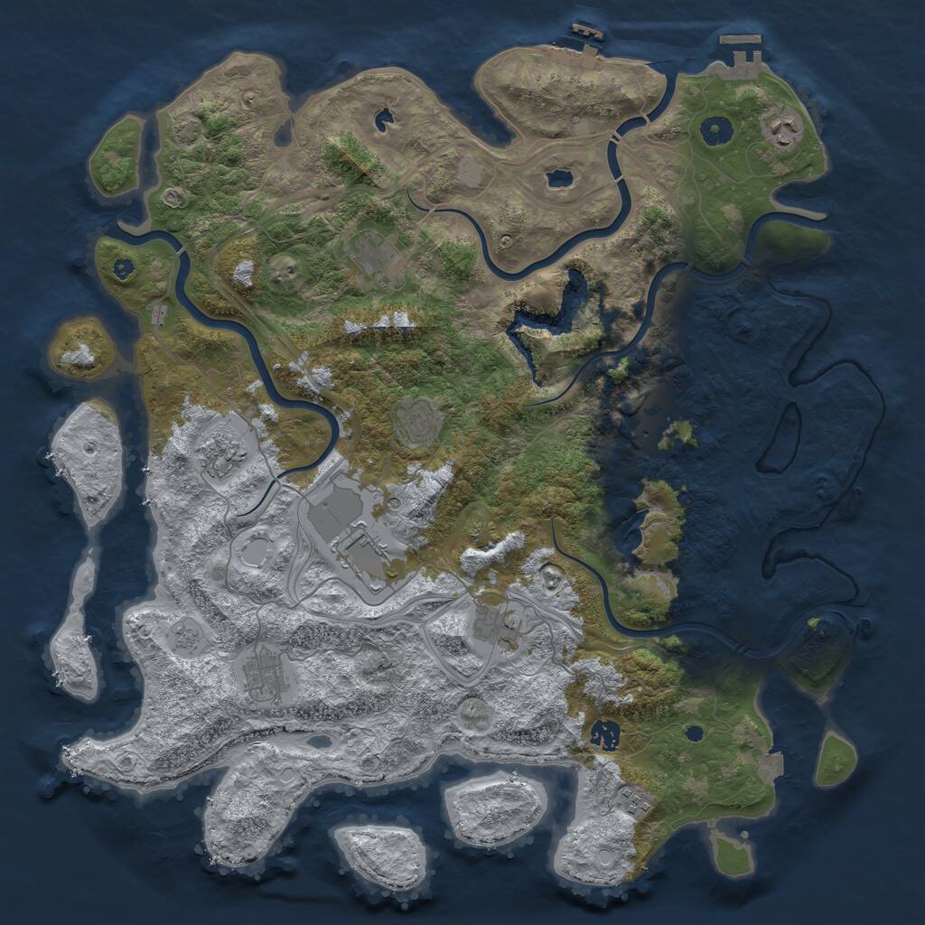 Rust Map: Procedural Map, Size: 4500, Seed: 1953863188, 16 Monuments