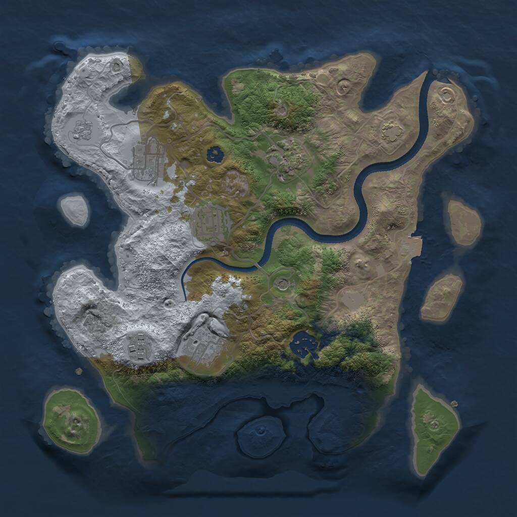 Rust Map: Procedural Map, Size: 3000, Seed: 132993119, 10 Monuments