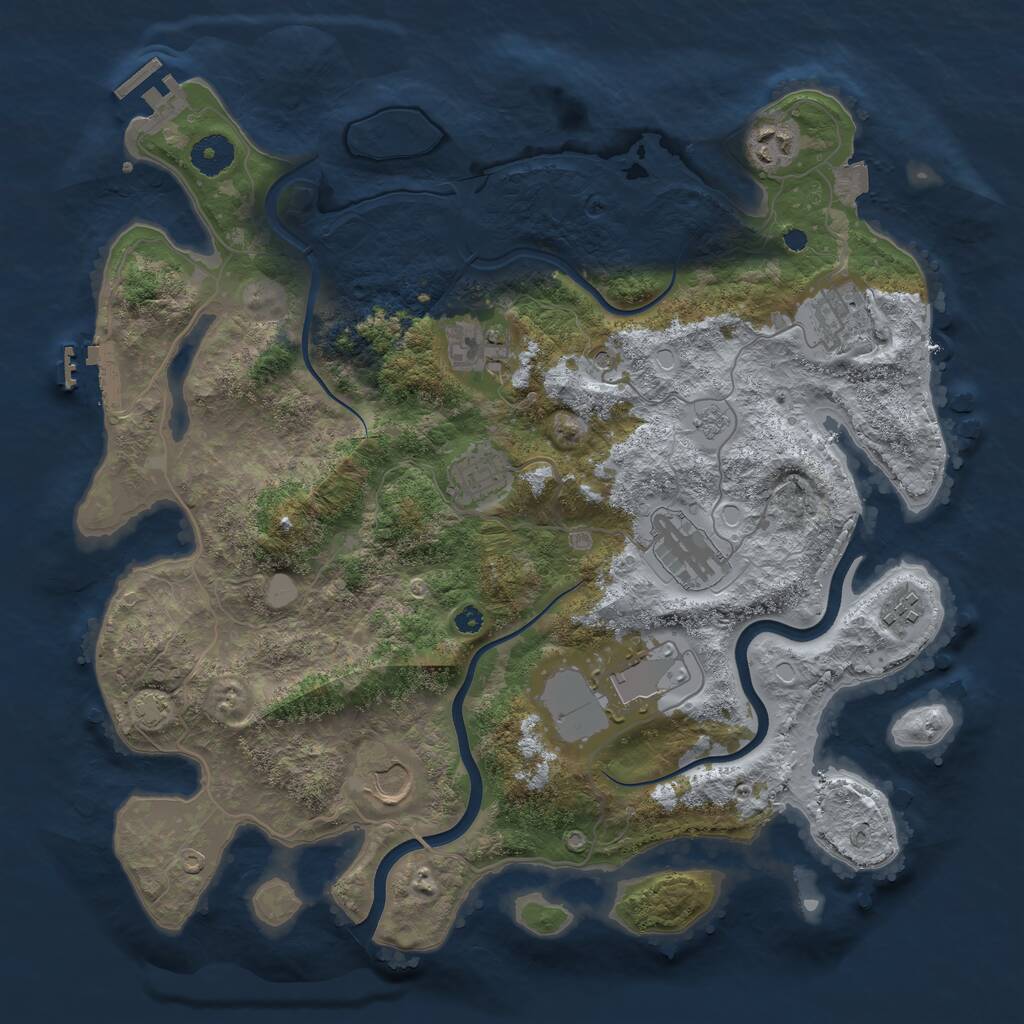 Rust Map: Procedural Map, Size: 3750, Seed: 293267248, 14 Monuments