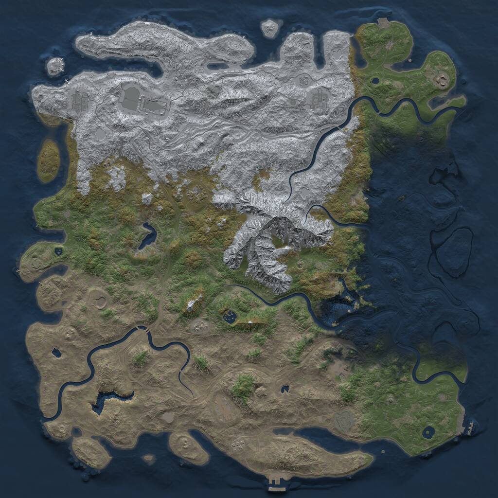 Rust Map: Procedural Map, Size: 6000, Seed: 2136338256, 17 Monuments