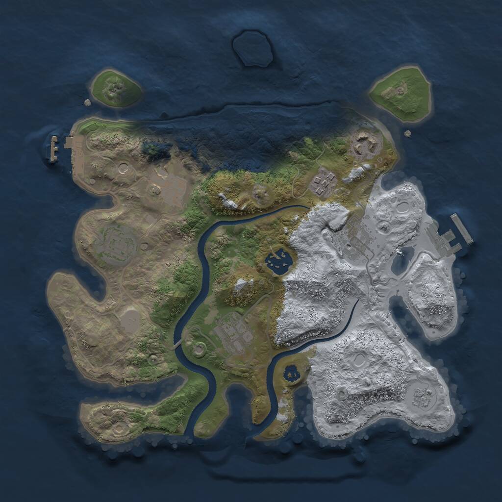 Rust Map: Procedural Map, Size: 3000, Seed: 36678789, 12 Monuments