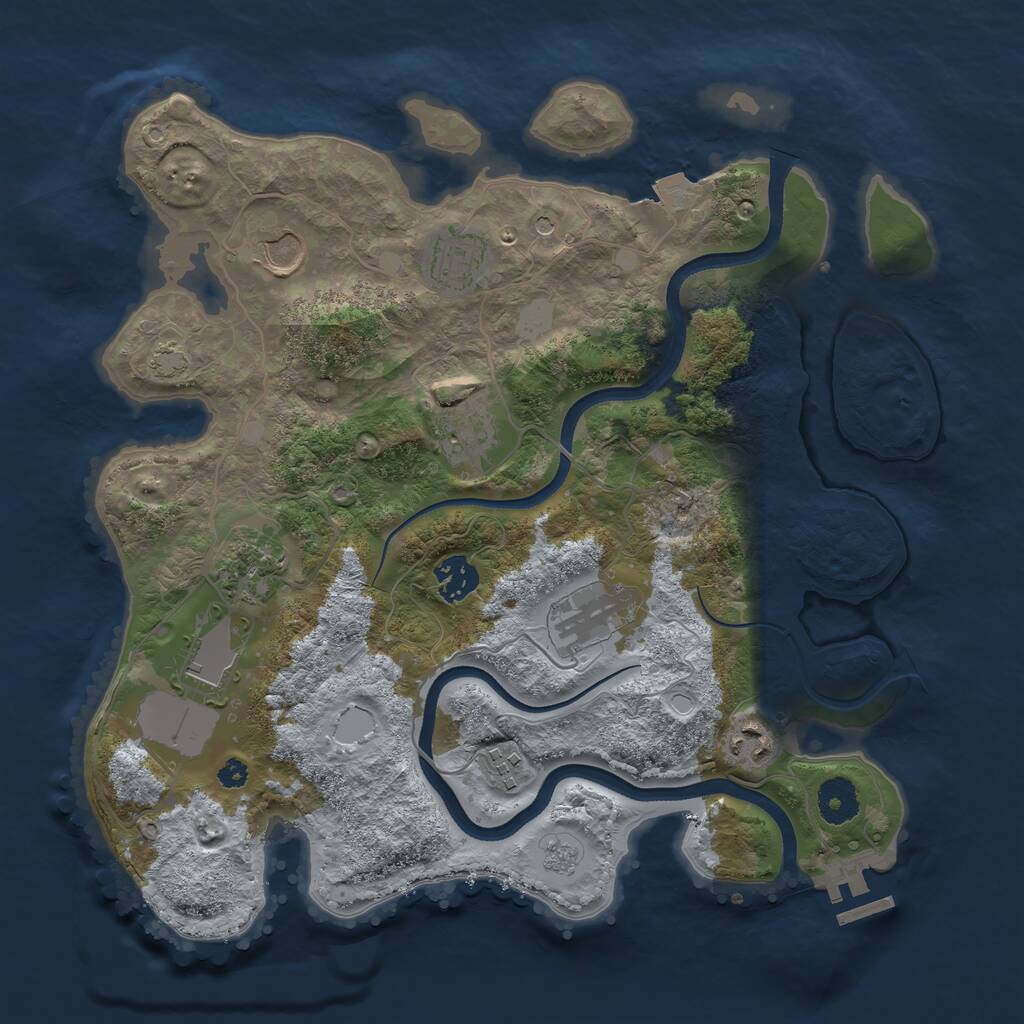 Rust Map: Procedural Map, Size: 3500, Seed: 943728455, 14 Monuments