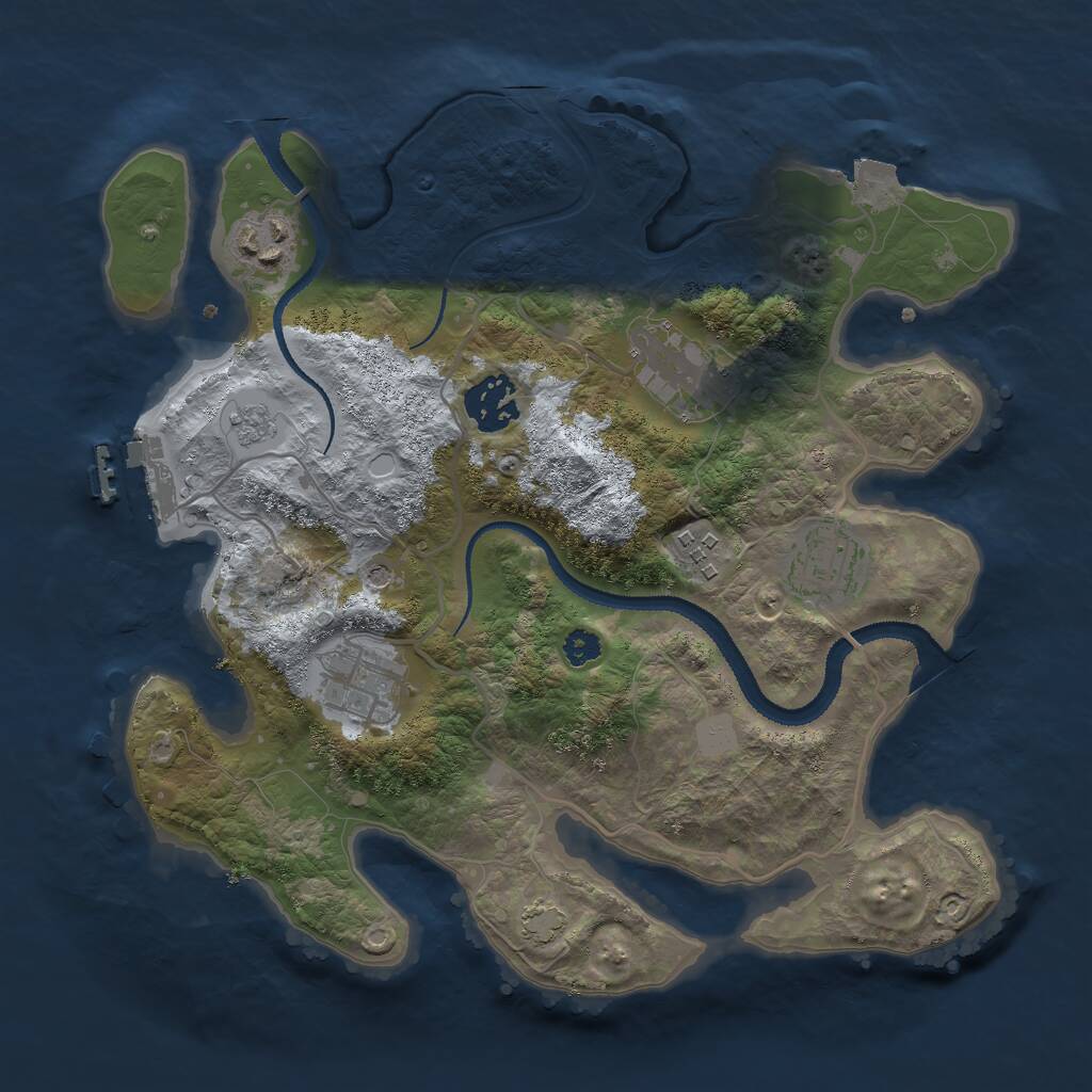 Rust Map: Procedural Map, Size: 3000, Seed: 513593241, 11 Monuments