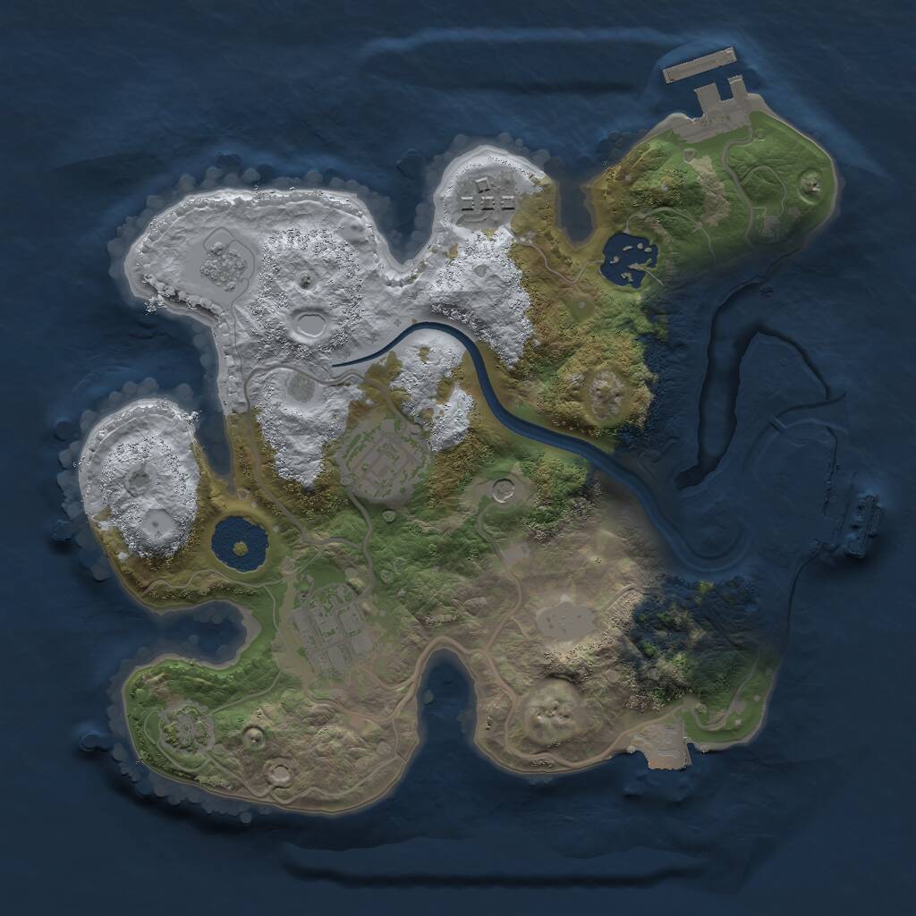 Rust Map: Procedural Map, Size: 2500, Seed: 44321, 10 Monuments