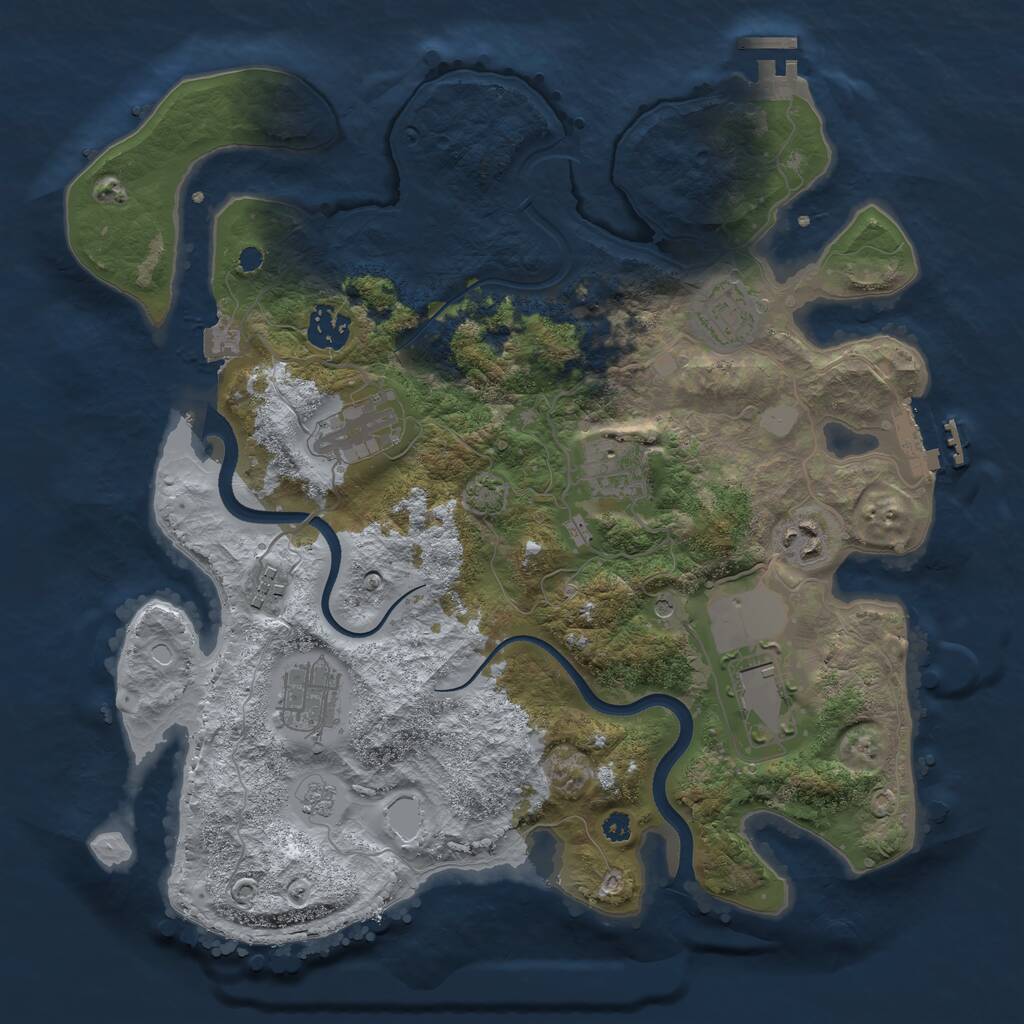 Rust Map: Procedural Map, Size: 3500, Seed: 307490074, 14 Monuments