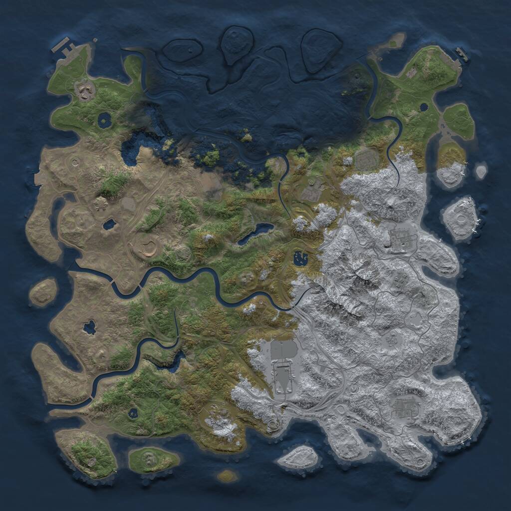 Rust Map: Procedural Map, Size: 5000, Seed: 43778, 17 Monuments