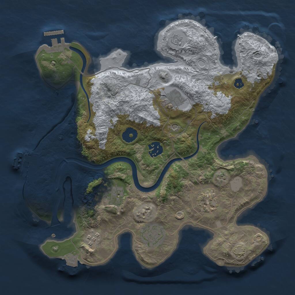 Rust Map: Procedural Map, Size: 3000, Seed: 1233412, 12 Monuments