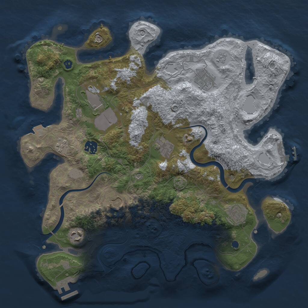 Rust Map: Procedural Map, Size: 3500, Seed: 1360331266, 14 Monuments