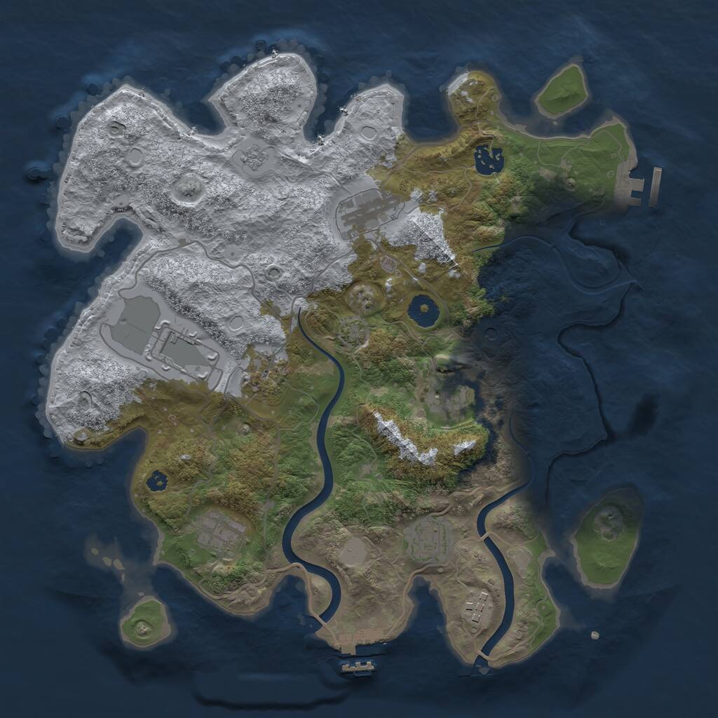 Rust Map: Procedural Map, Size: 3500, Seed: 84845, 14 Monuments