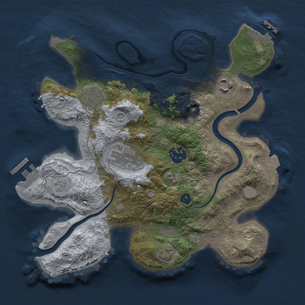 Rust Map: Procedural Map, Size: 2800, Seed: 2033516121, 11 Monuments