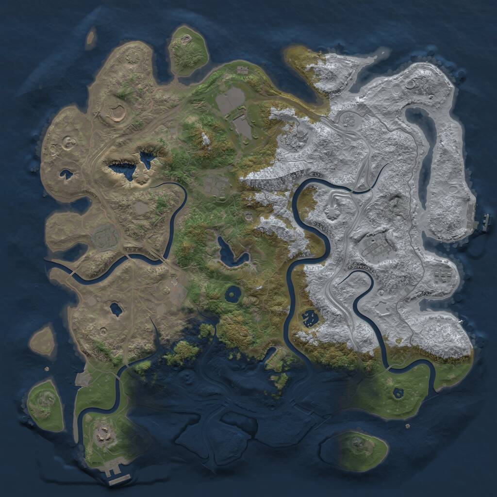 Rust Map: Procedural Map, Size: 4500, Seed: 37418, 16 Monuments