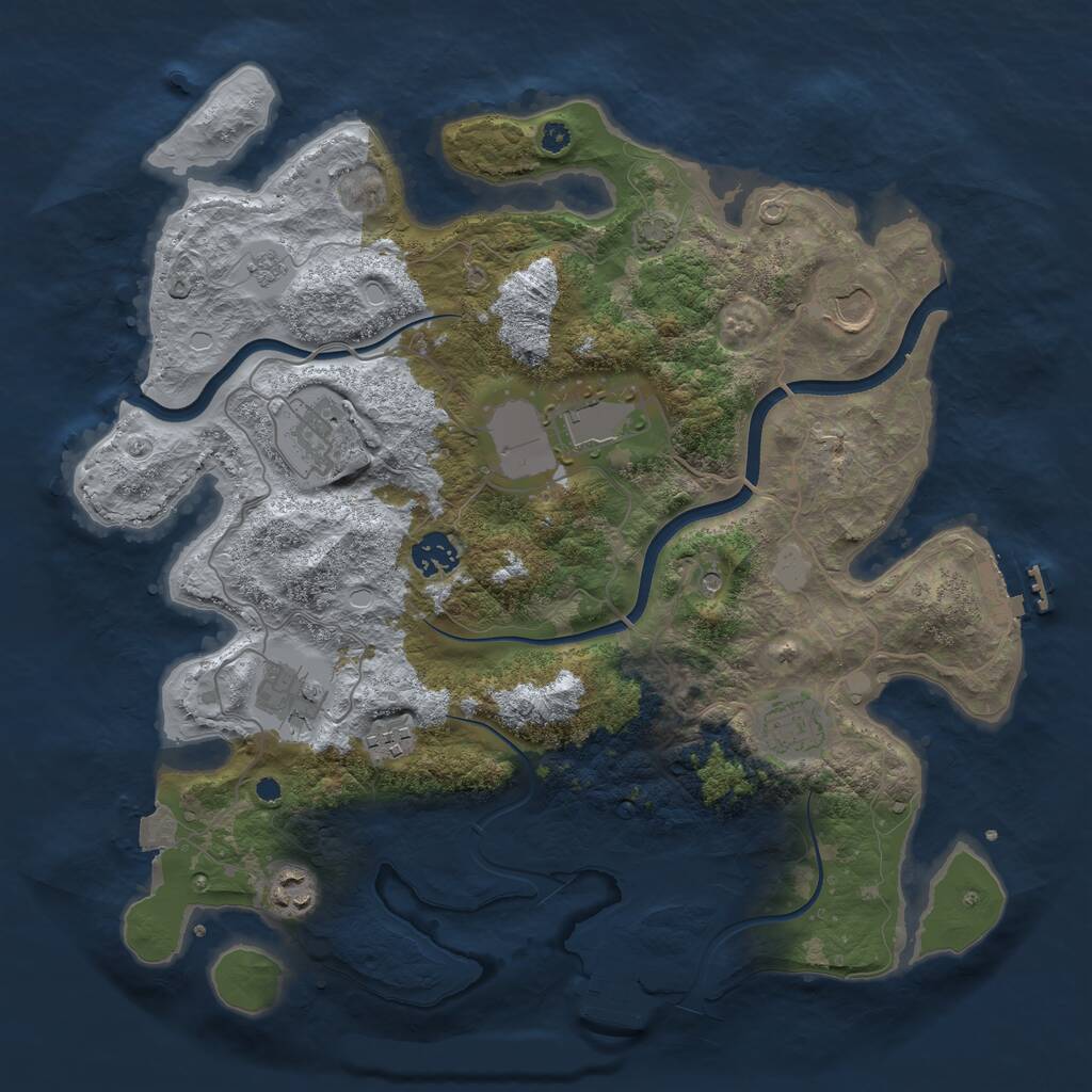 Rust Map: Procedural Map, Size: 3700, Seed: 297738966, 14 Monuments