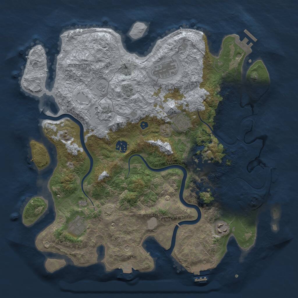 Rust Map: Procedural Map, Size: 3750, Seed: 18100, 14 Monuments